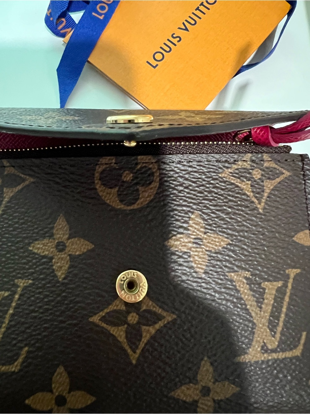 LOUIS VUITTON Victorine Wallet Monogram Fuchsia Interior MSRP $605 - Picture 16 of 16